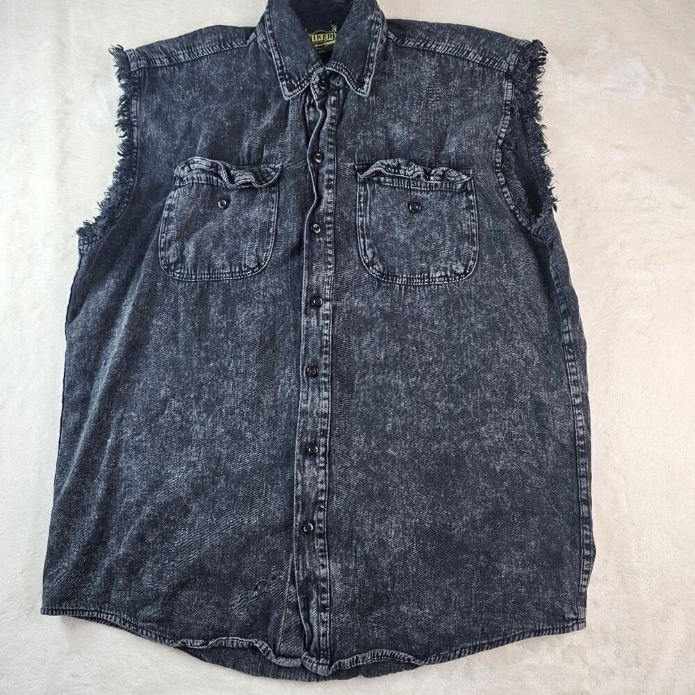 Biker wear Vest light denim Large Men’s 2018 Tomahawk Wisconsin Fall Ride black
